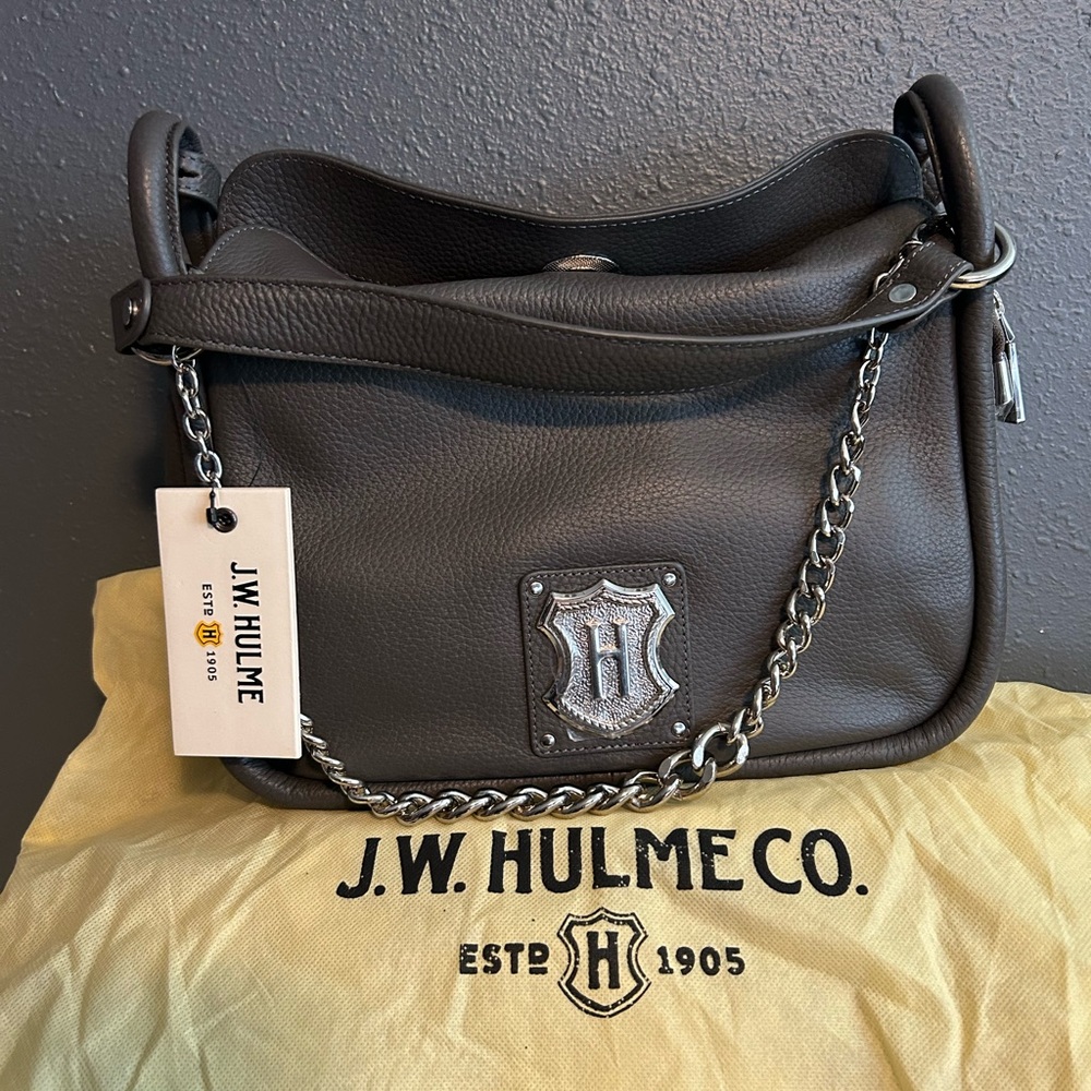 J.W. Hulme Co. Dark Gray Leather Convertible Strap Shoulder Bag